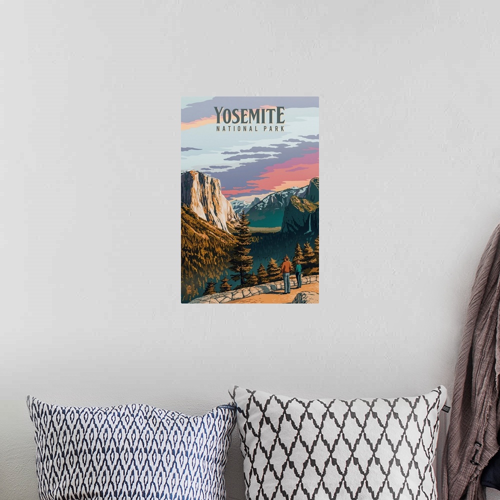 A bohemian room featuring Yosemite National Park, Valley View: Retro Travel Poster