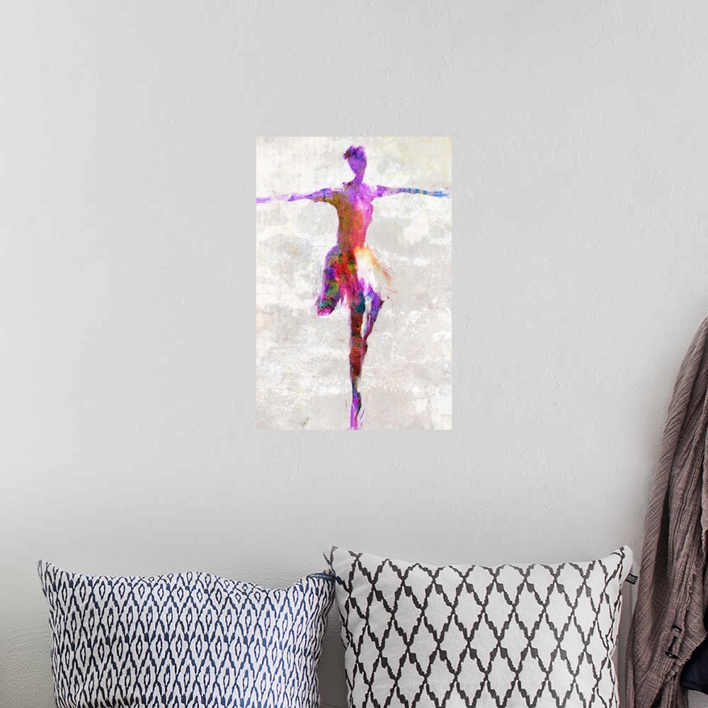 A bohemian room featuring Painting of the figure of a ballerina.