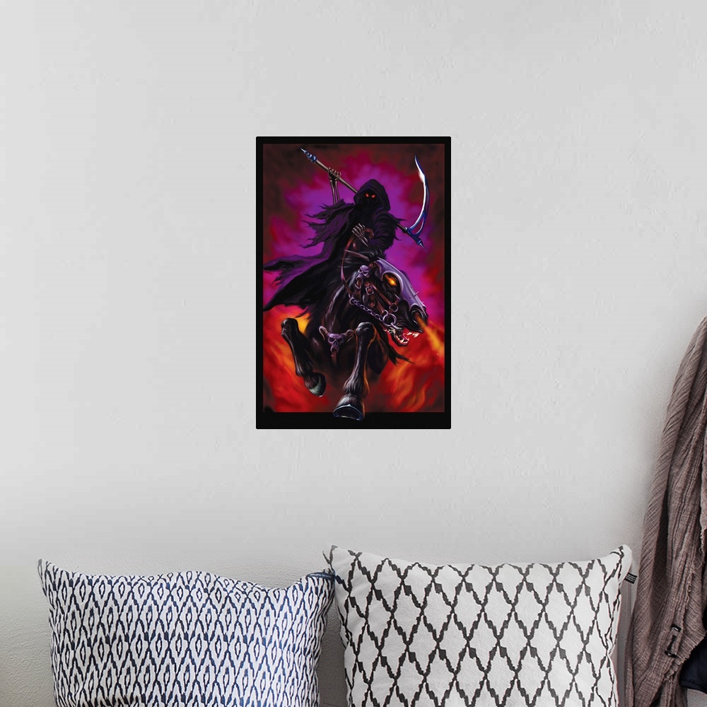 A bohemian room featuring Grim Rider