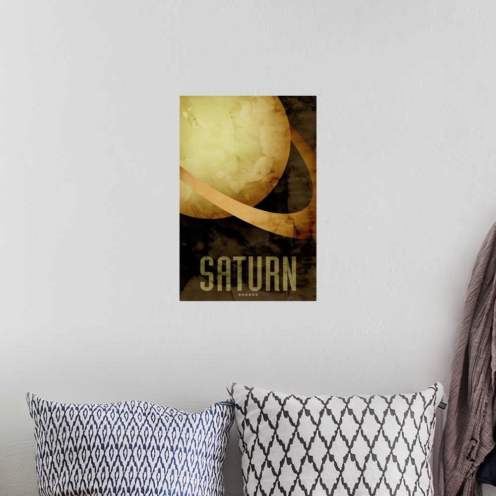 A bohemian room featuring The Planet Saturn, number 6 in a set of 9 prints featuring the planets of our Solar System. Satur...