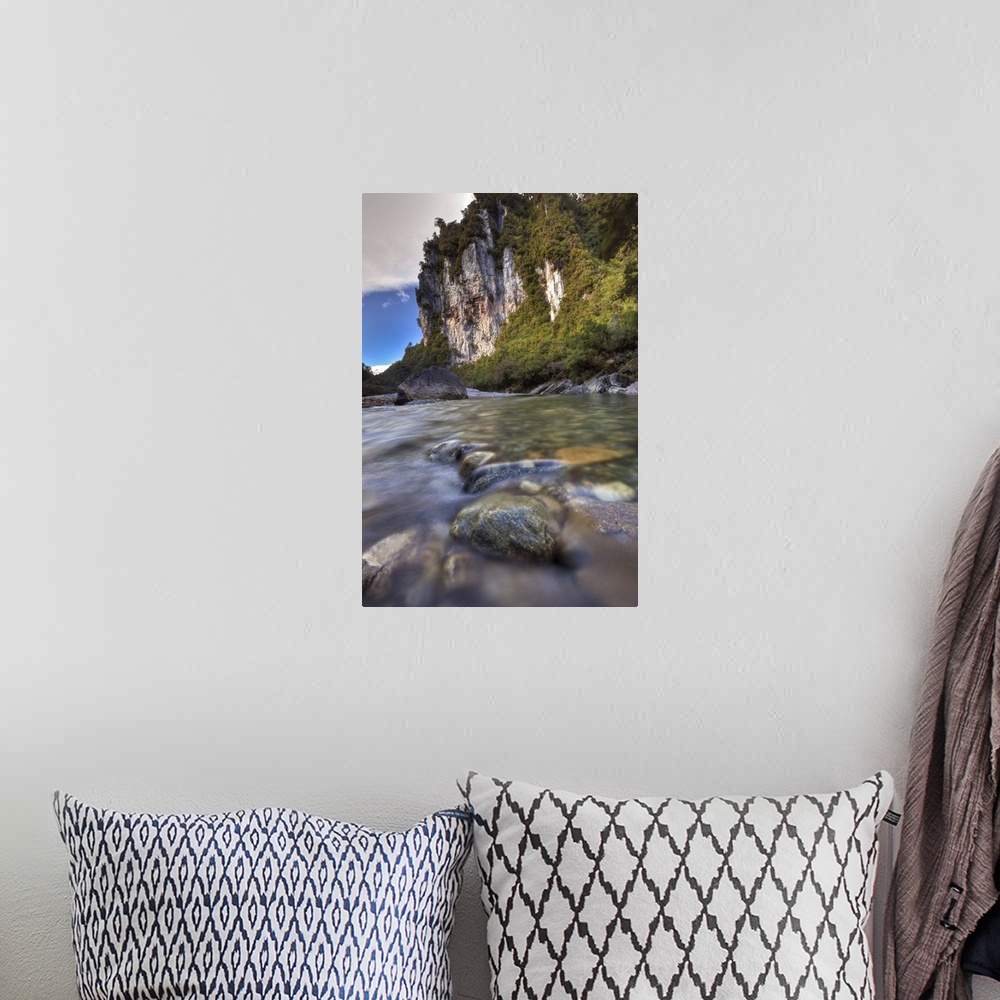 A bohemian room featuring Limestone cliffs,  Fox river, Paparoa National Park, West Coast, New Zealand
