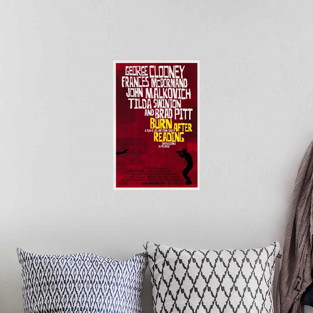 A bohemian room featuring Burn After Reading - Masterprint Poster