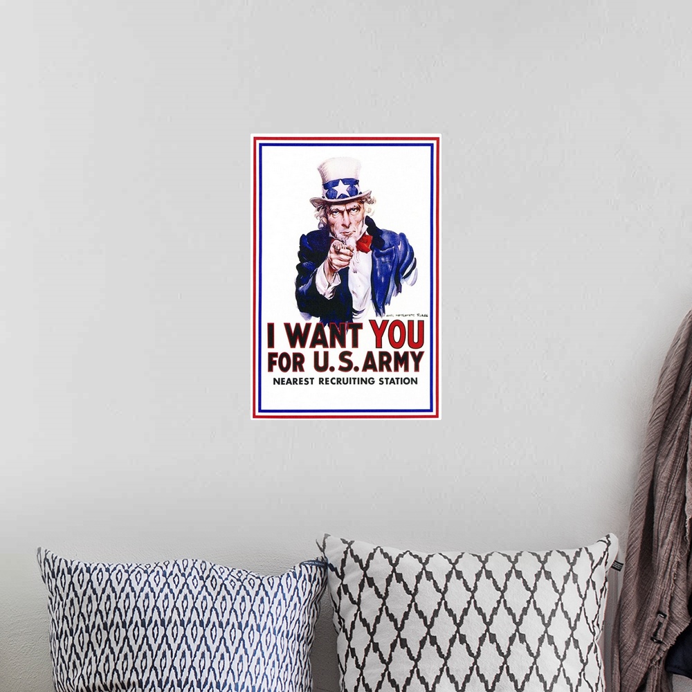 A bohemian room featuring I Want You for U.S. Army