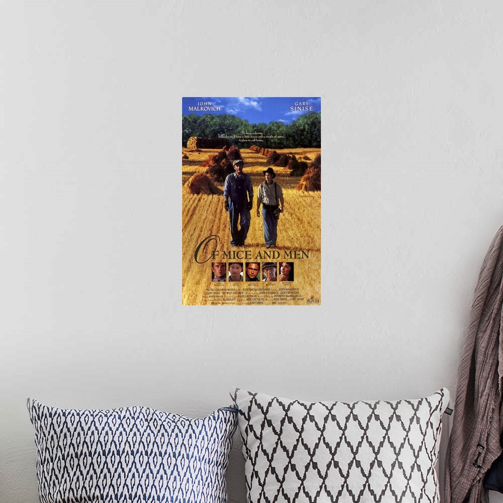 A bohemian room featuring Set on the migratory farms of California, John Steinbeck's novel covers the friendship of the sim...