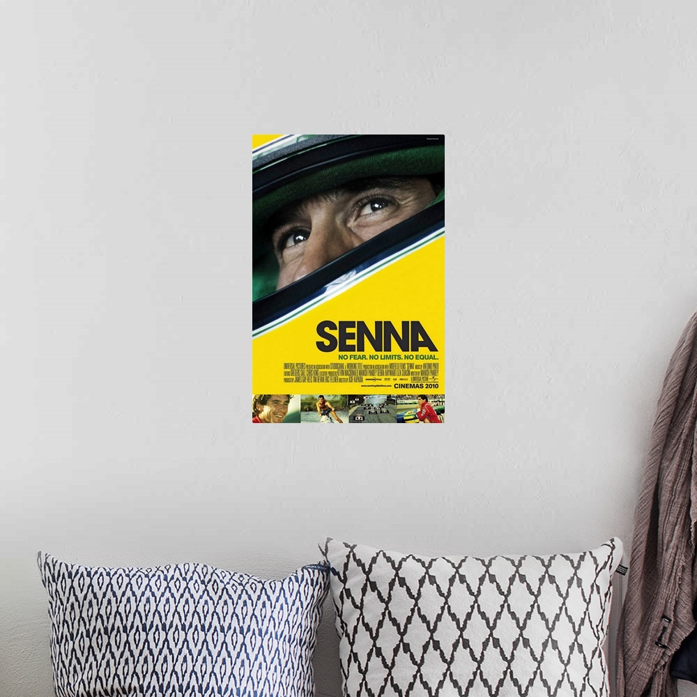A bohemian room featuring Movie poster for "Senna". A documentary on Brazilian Formula One racing driver Ayrton Senna, who ...