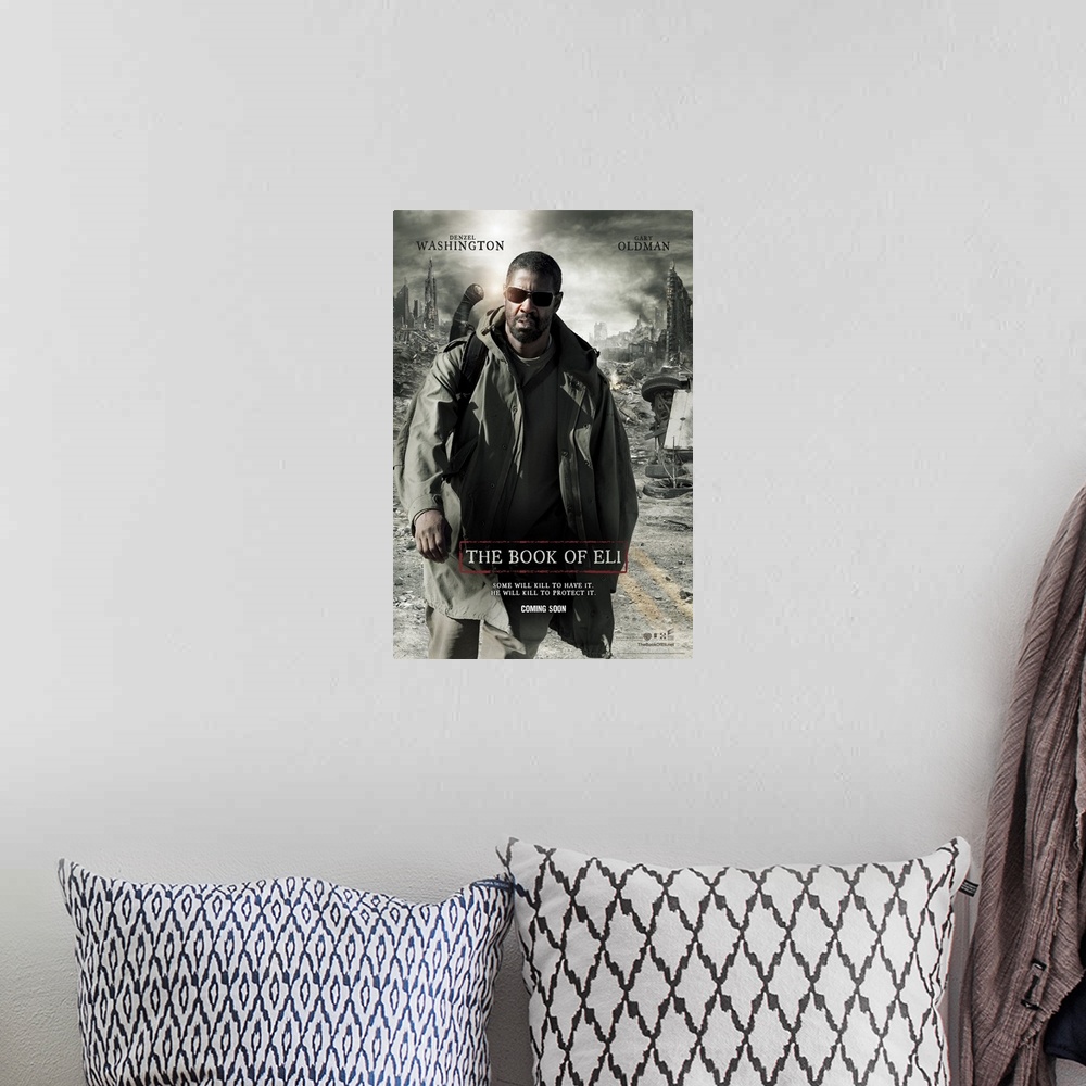 A bohemian room featuring The Book of Eli - Movie Poster