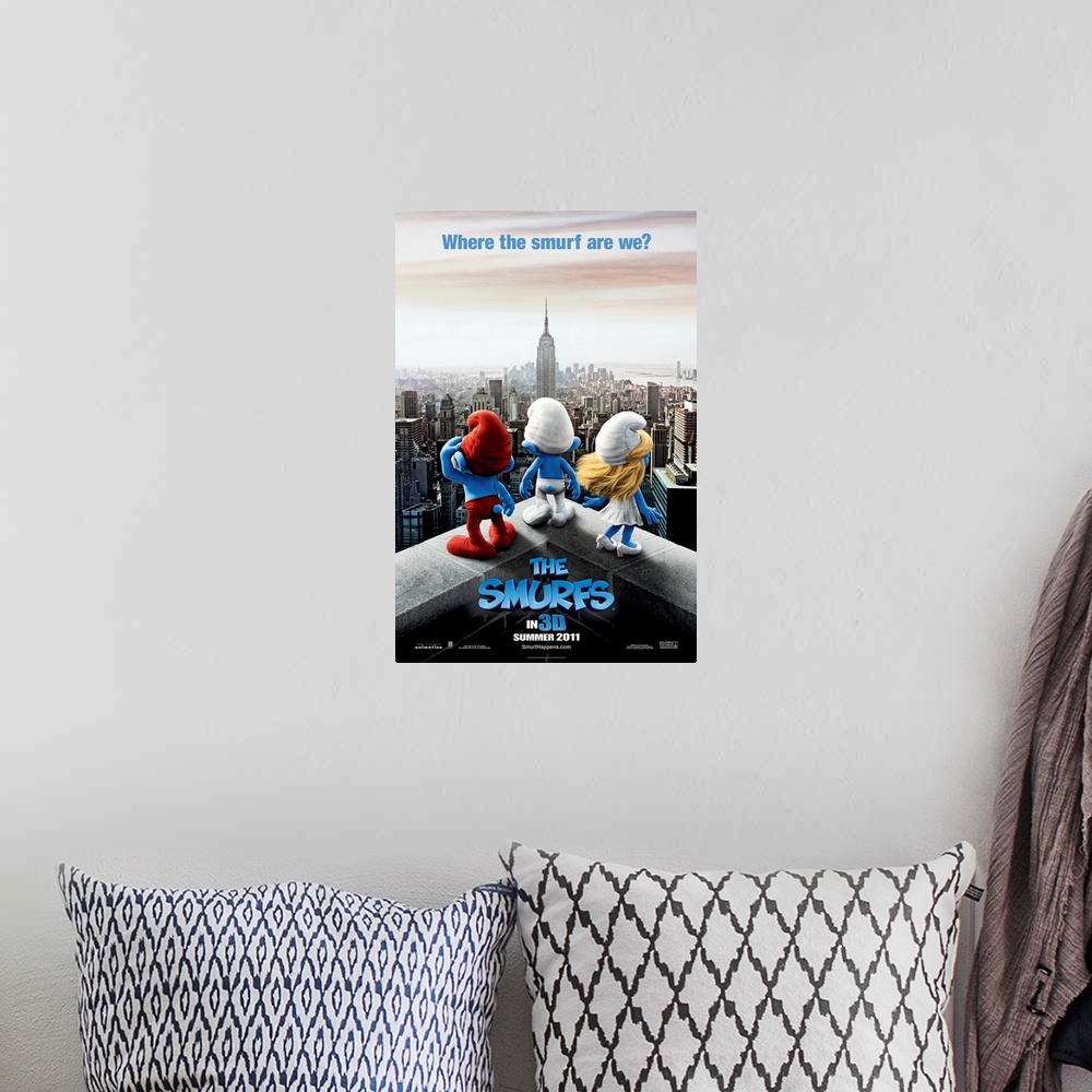 A bohemian room featuring The Smurfs - Movie Poster