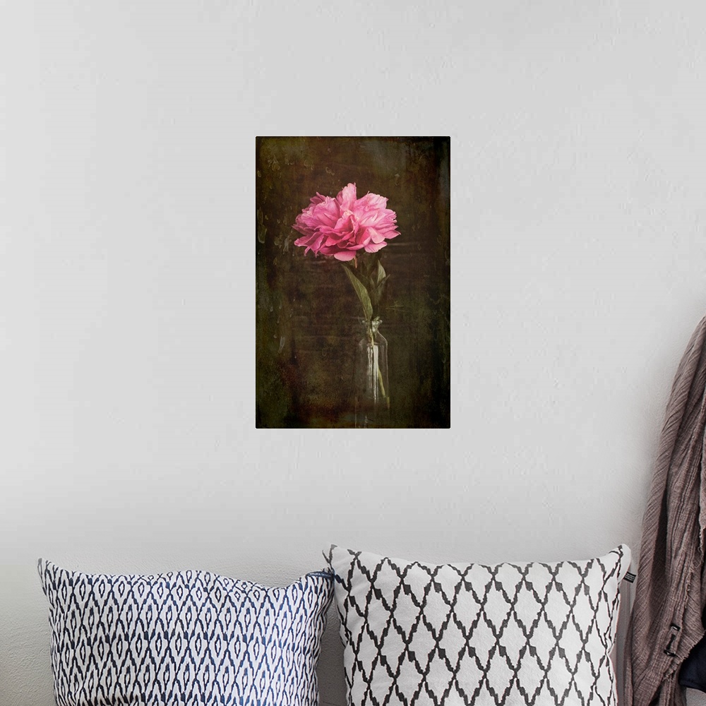 A bohemian room featuring A peony in a vase with a photo texture