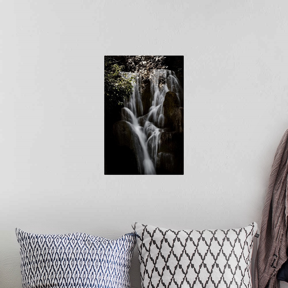 A bohemian room featuring Great waterfall captured with slow speed