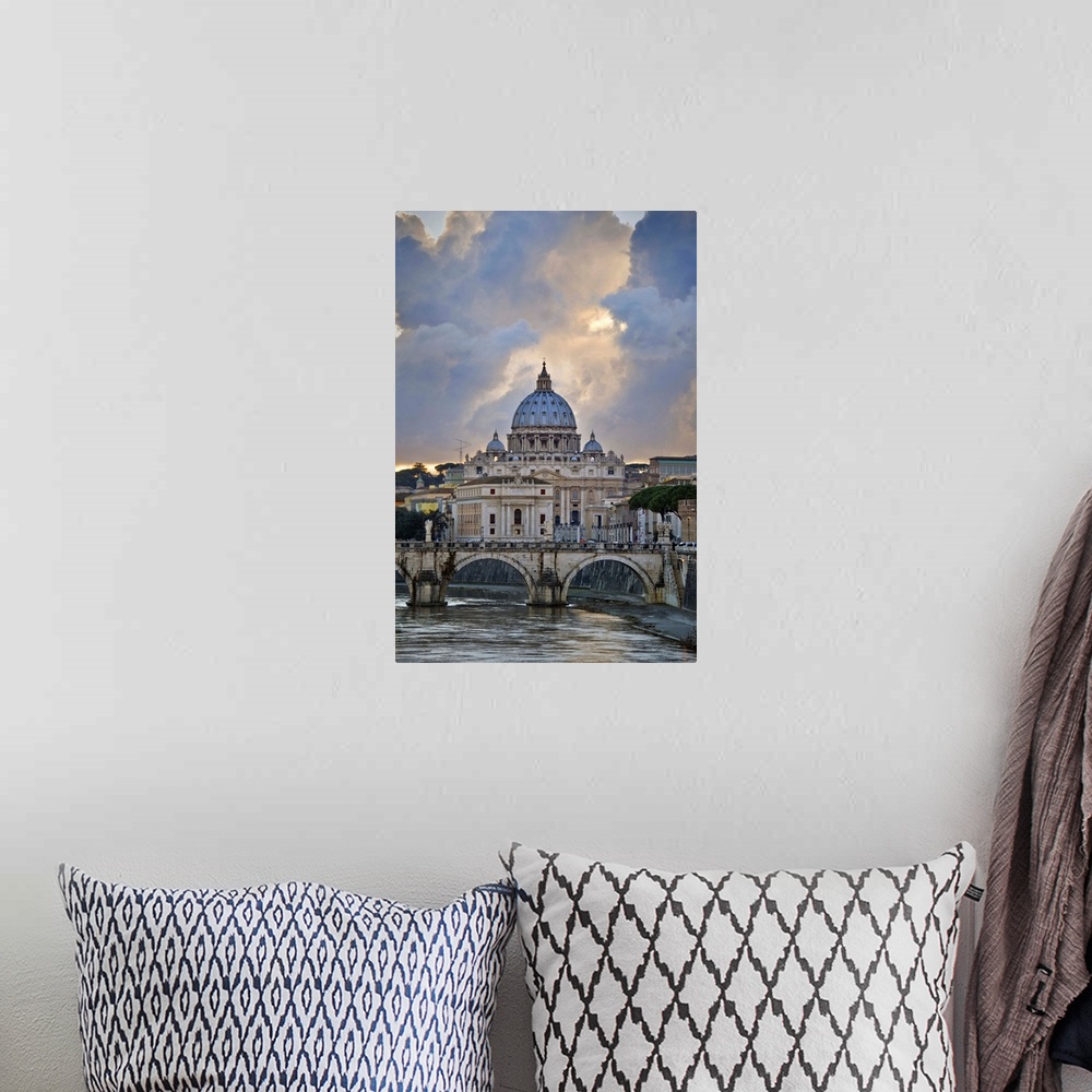 A bohemian room featuring Arch bridge across Tiber River, Rome, Lazio, Italy