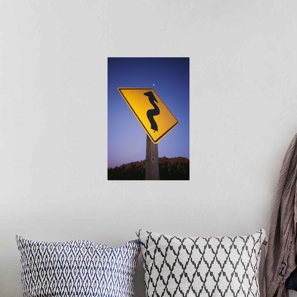 A bohemian room featuring Road Sign With Arrow Pointing To Moon