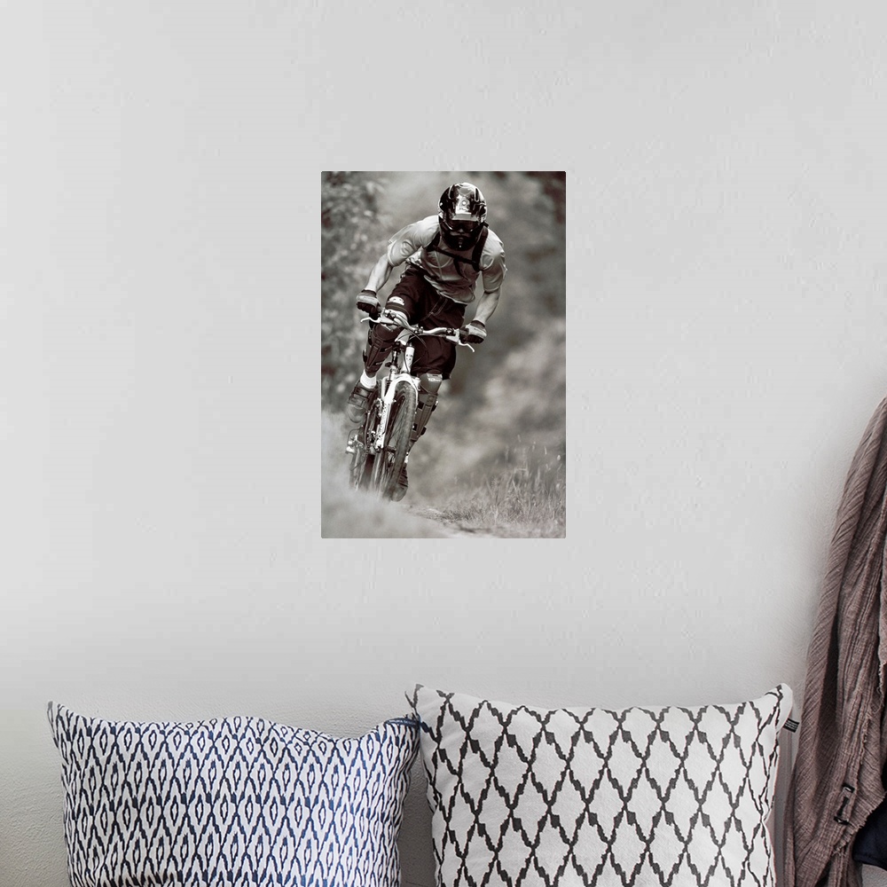 A bohemian room featuring Male mountain biker on the trails