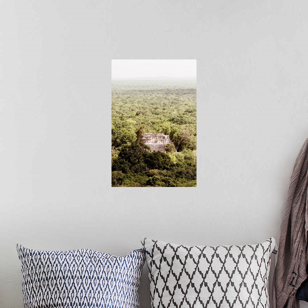A bohemian room featuring Aerial photograph of Calakmul, an ancient Mayan city, Mexico. From the Viva Mexico Collection.