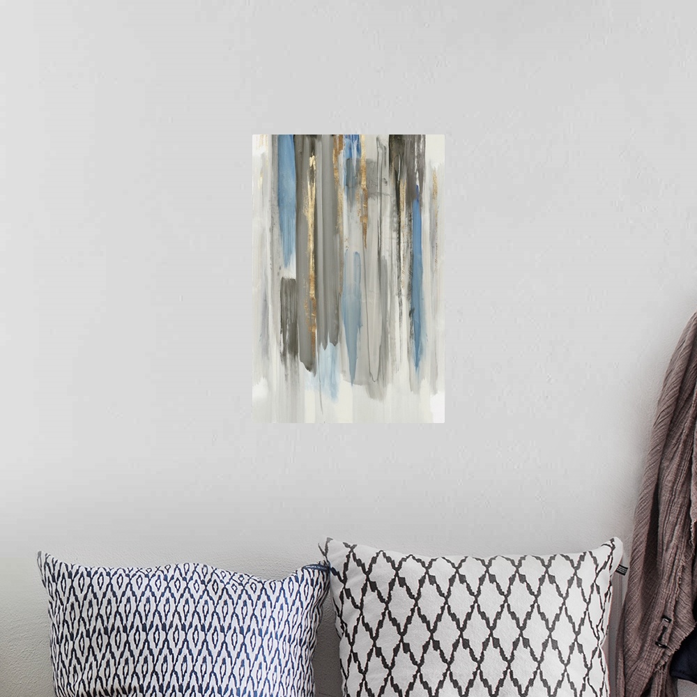 A bohemian room featuring Blue Abstract Lines I