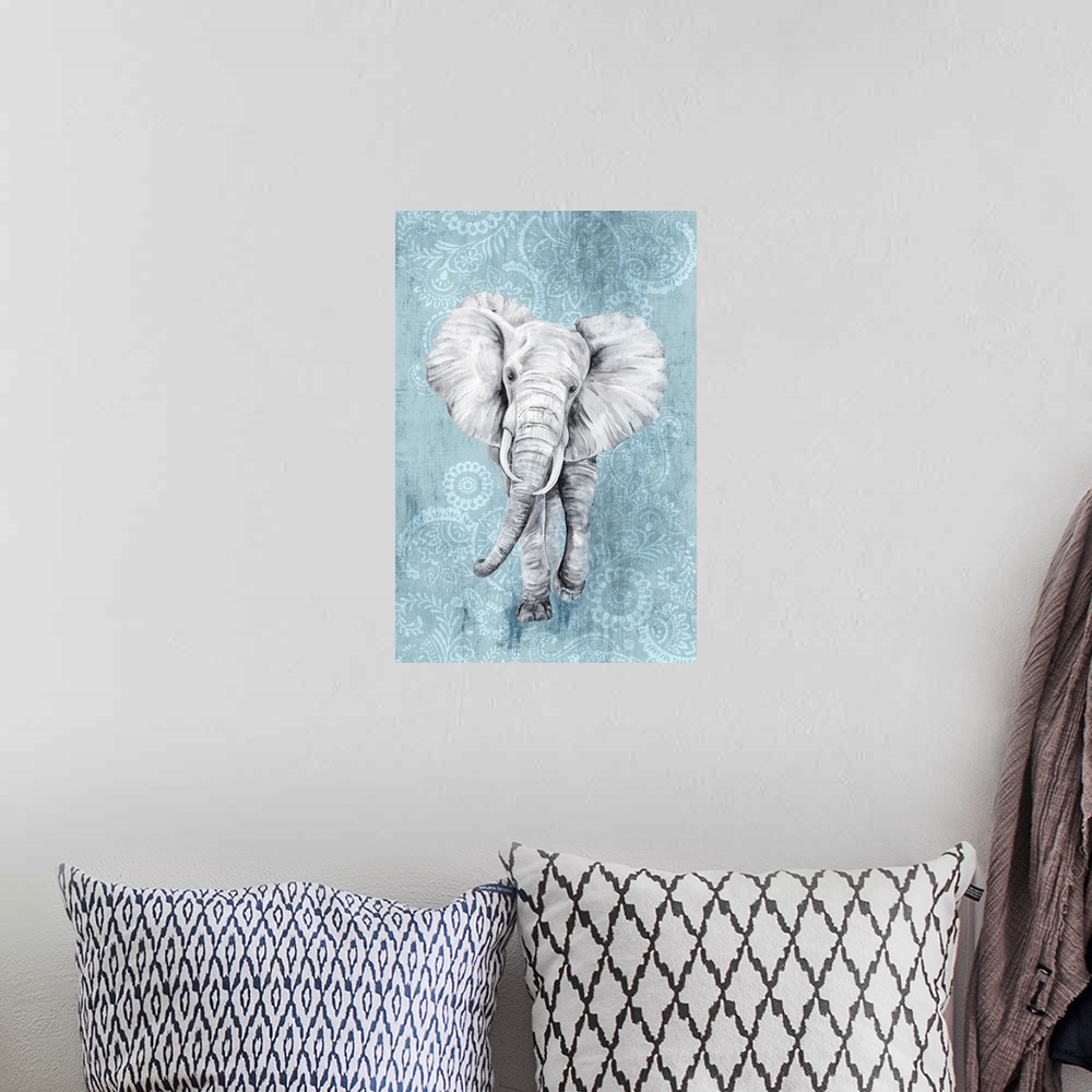 A bohemian room featuring Blue Paisley Elephant