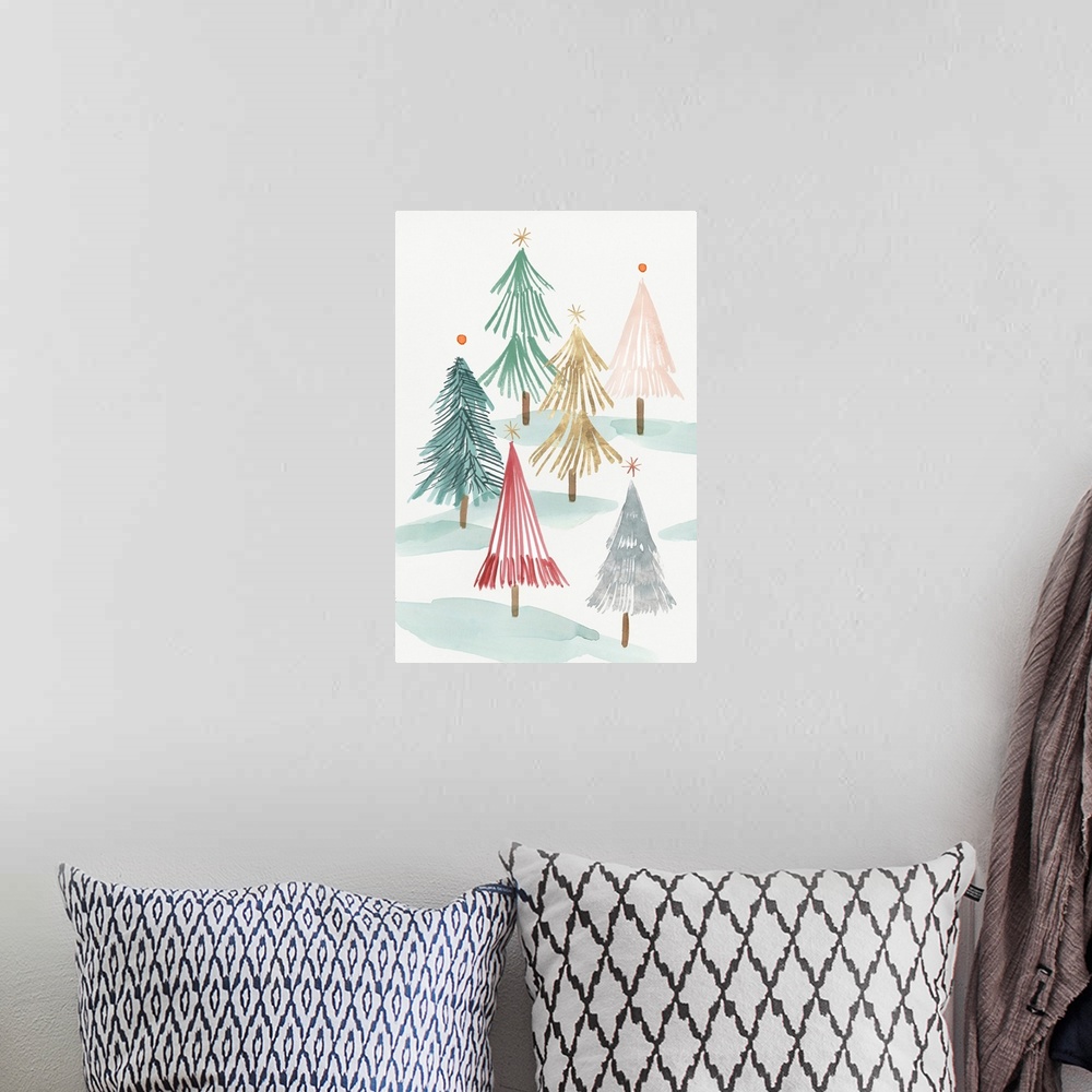 A bohemian room featuring Christmas Trees I