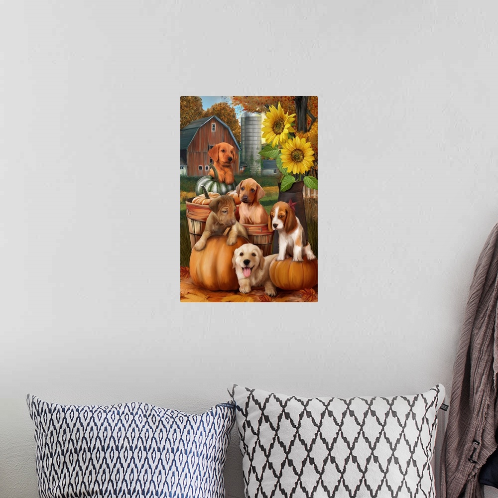 A bohemian room featuring Autumn Puppies