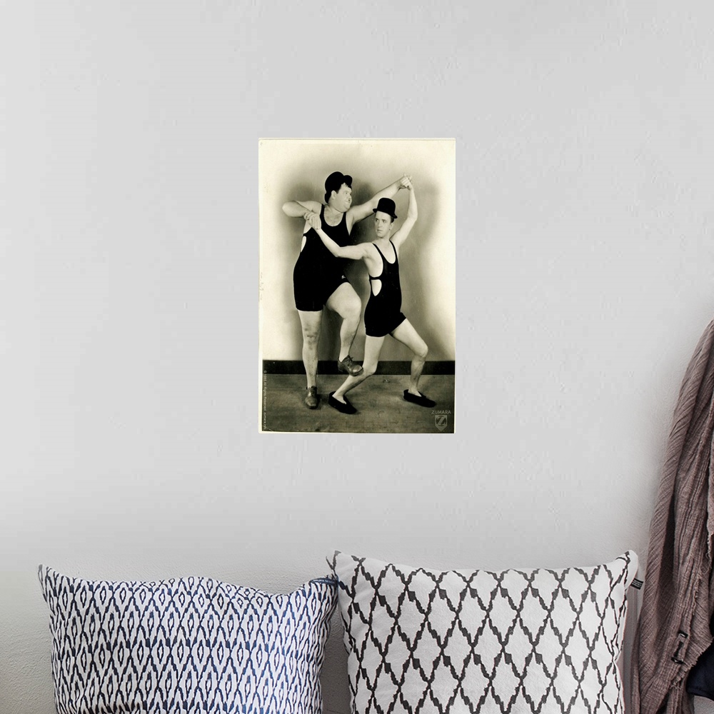 A bohemian room featuring Laurel and Hardy - B&W 1
