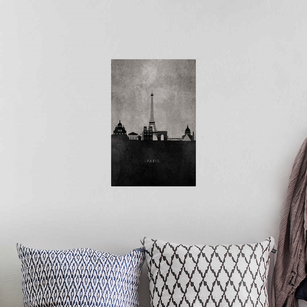 A bohemian room featuring Skyline silhouette of Paris