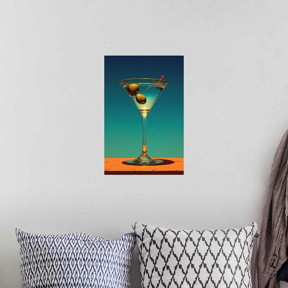 A bohemian room featuring Martini - Retro Food Advertising Poster