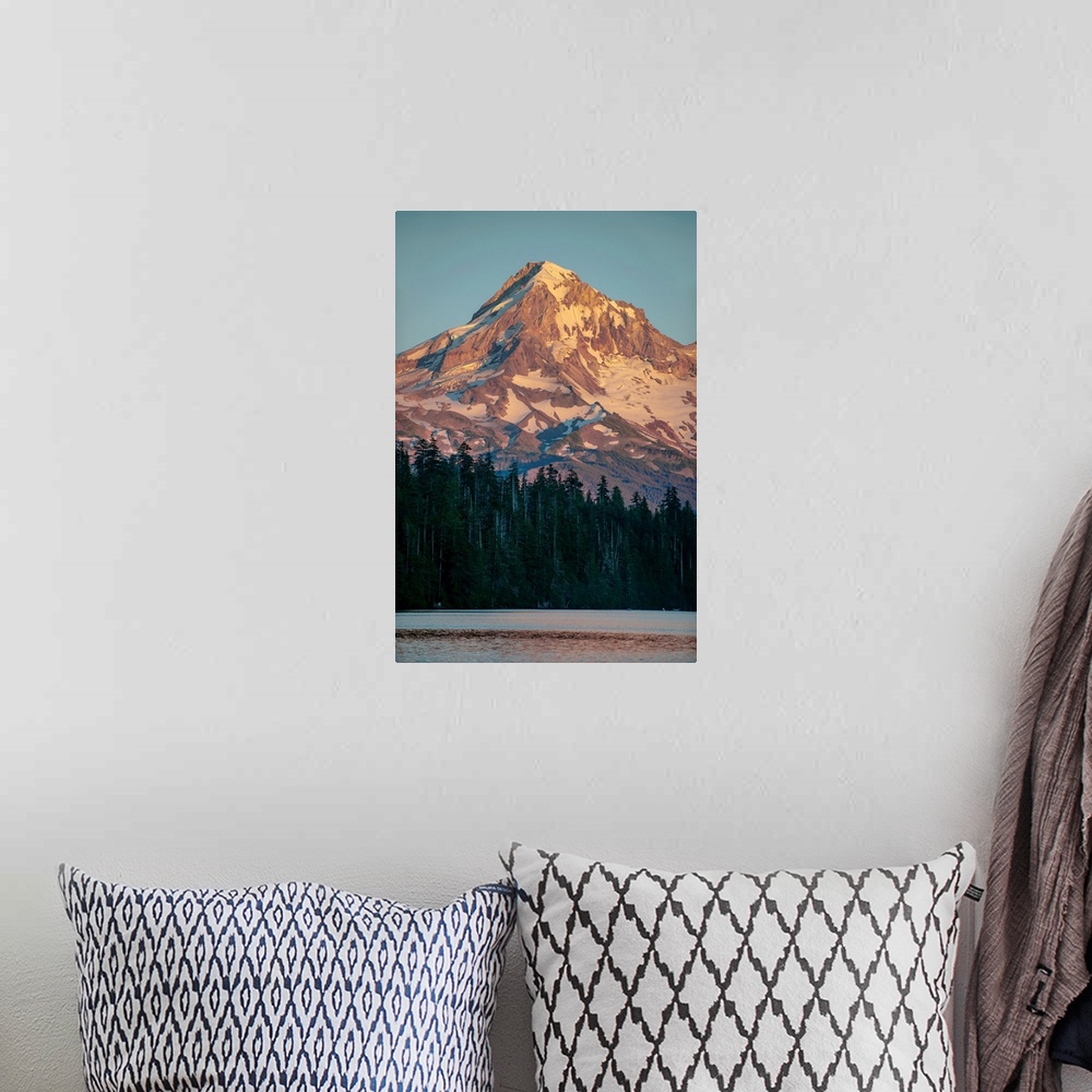 A bohemian room featuring Close up view of Mount Hood's mountain peak in Portland, Oregon.