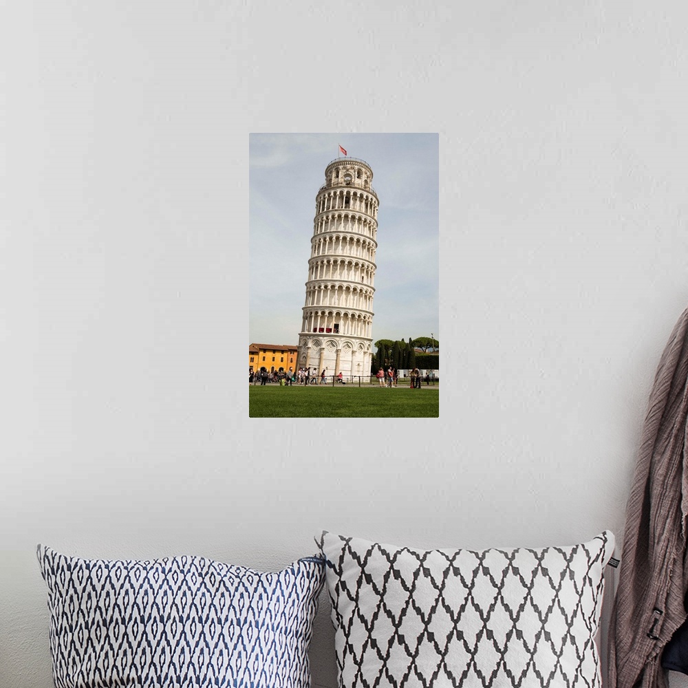A bohemian room featuring Photograph of the Leaning Tower of Pisa in Pisa, Italy.
