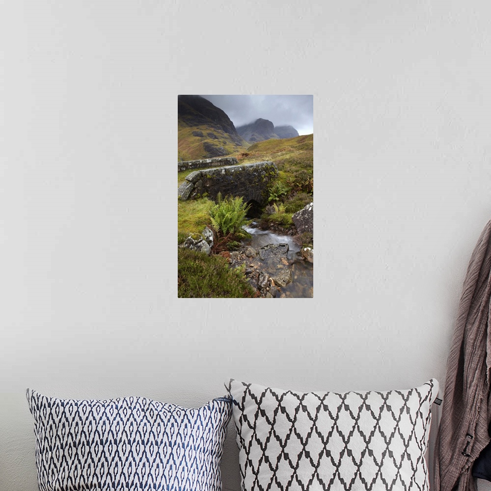 A bohemian room featuring A view of the Three Sisters of Glencoe from the military road, Glencoe, Argyll, Scotland