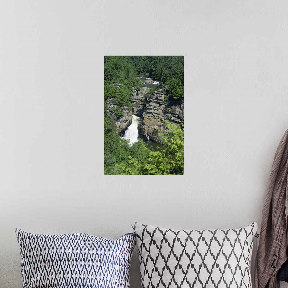 A bohemian room featuring Aerial view over Linville Falls, Appalachian Mountains, North Carolina