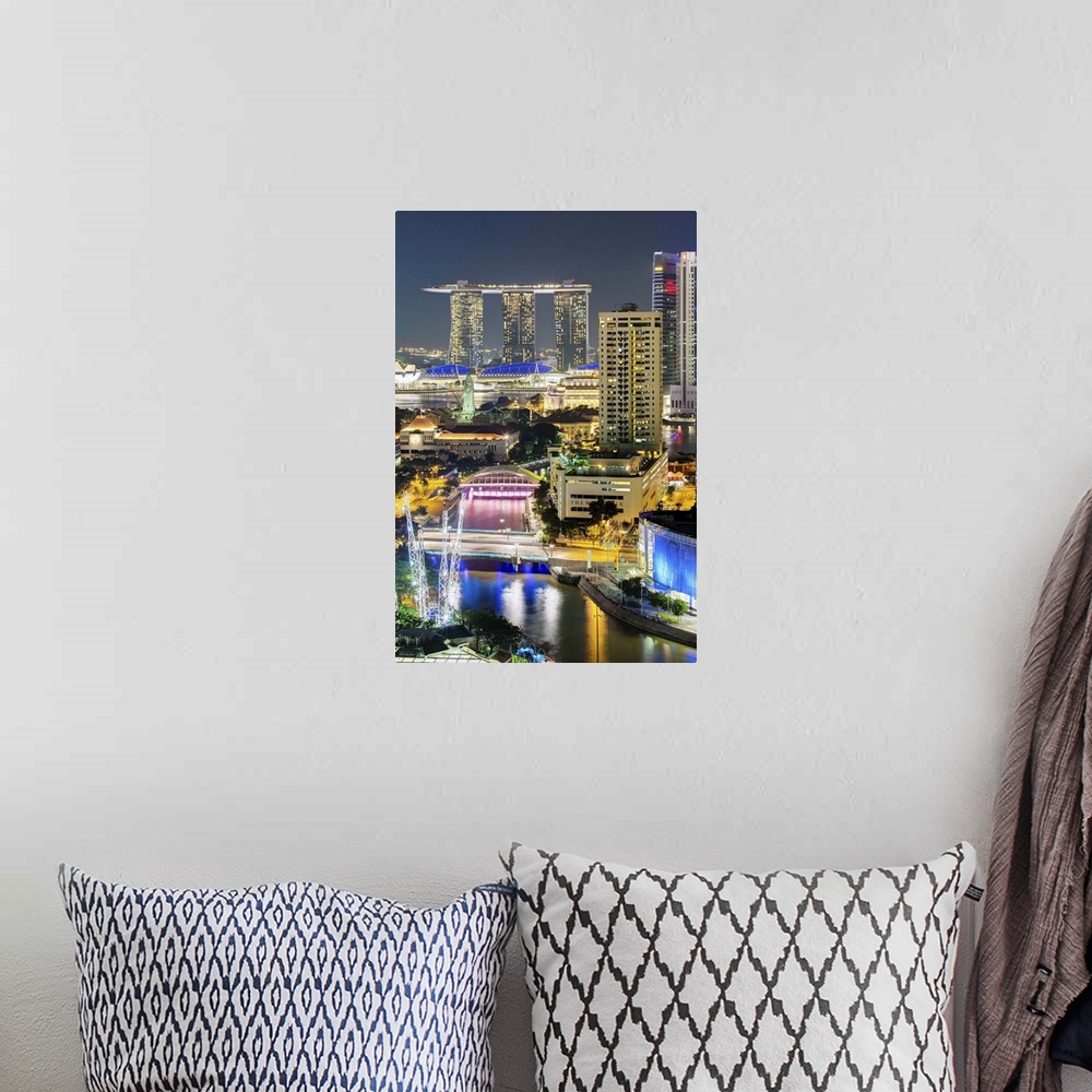 A bohemian room featuring Clarke Quay, the Singapore River and city skyline at night, Singapore