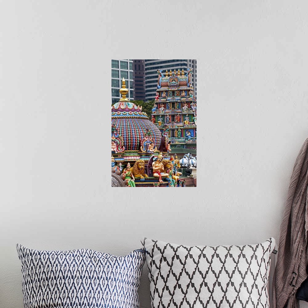 A bohemian room featuring Close up of the Gopuram of the Sri Mariamman Temple, Singapore