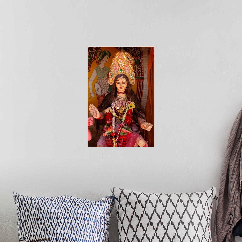 A bohemian room featuring Hindu goddess, Goverdan, Uttar Pradesh, India, Asia.