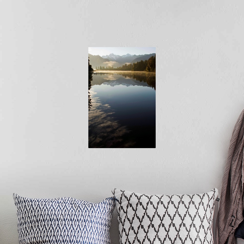 A bohemian room featuring Lake Matheson, Mount Tasman and Aoraki, Southern Alps, South Island New Zealand