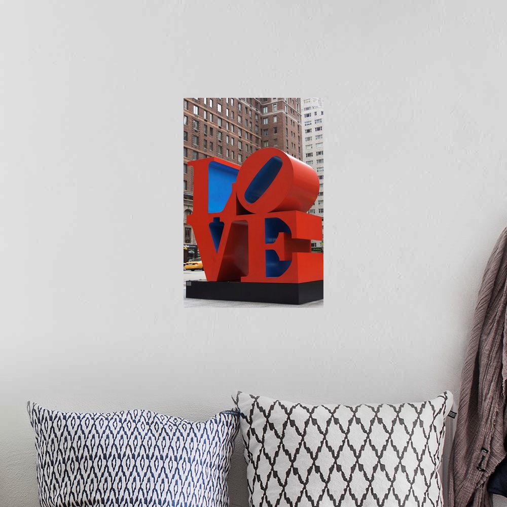 A bohemian room featuring Love Sculpture by Robert Indiana, 6th Avenue, Manhattan, NYC, New York, USA
