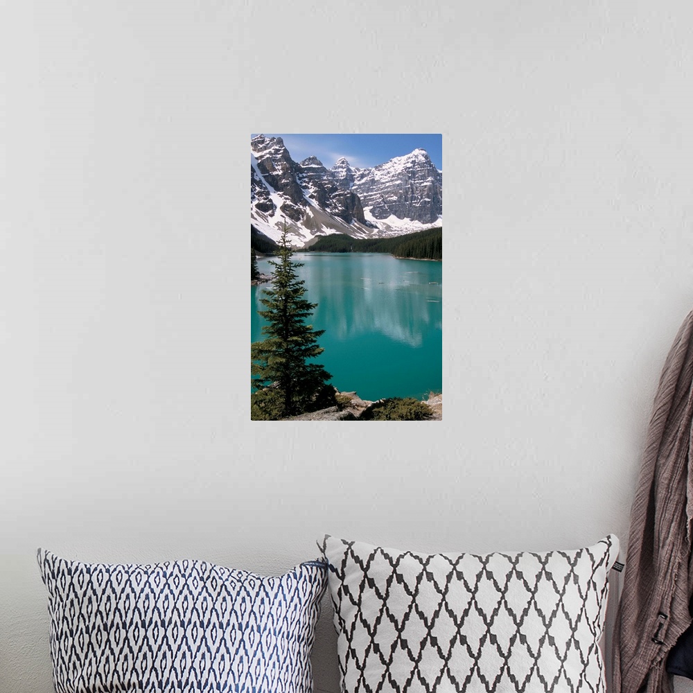 A bohemian room featuring Moraine Lake with mountains, Banff National Park, Canada