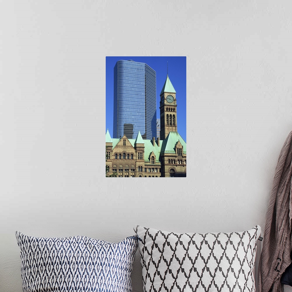 A bohemian room featuring Old City Hall and modern skyscraper, Toronto, Ontario, Canada, North America