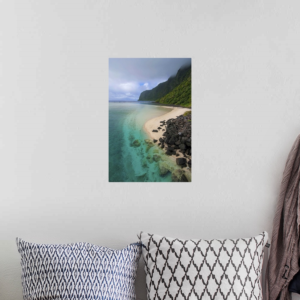 A bohemian room featuring Turquoise water and white sand beach on Ofu Island, American Samoa