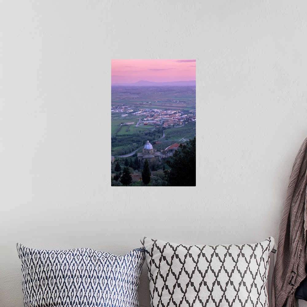A bohemian room featuring View from the town at sunset, Cortona, Tuscany, Italy, Europe