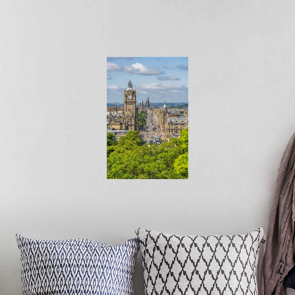 A bohemian room featuring View of Balmoral Hotel and Princes Street from Calton Hill, Edinburgh, Scotland, United Kingdom, ...