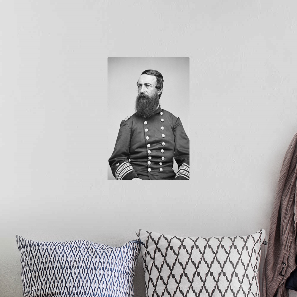 A bohemian room featuring Civil War portrait of Union Rear Admiral David Dixon Porter.