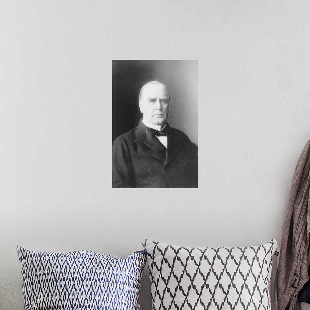 A bohemian room featuring William McKinley, half-length portrait, facing slightly right, circa 1900