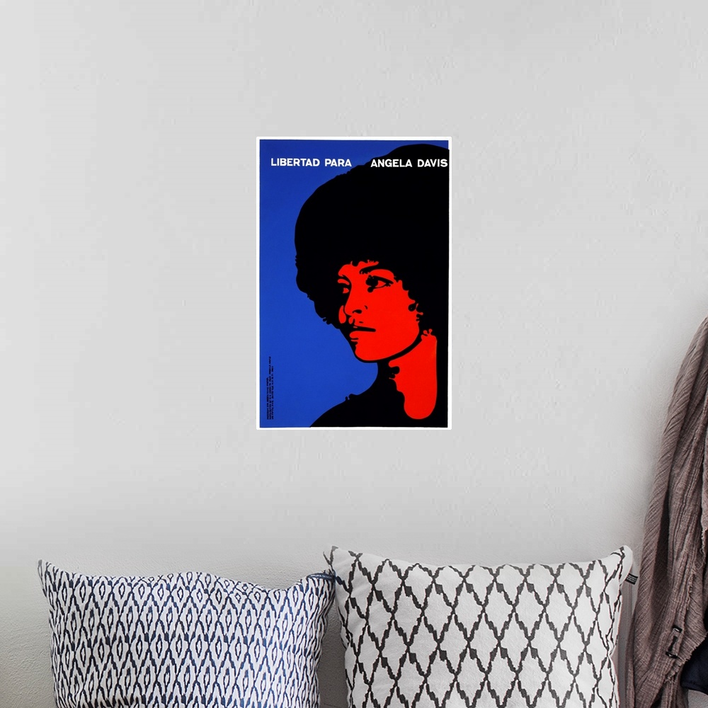 A bohemian room featuring ANGELA DAVIS (1944- ). American poltical activist. 'Libertad para Angela Davis.' Poster issued by...