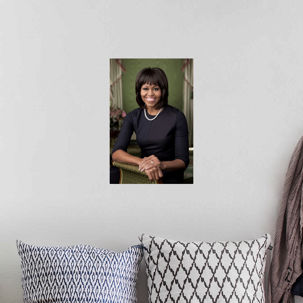 A bohemian room featuring MICHELLE OBAMA (1964- ). Wife of President Barack Obama. Photograph by Chuck Kennedy, 2013.