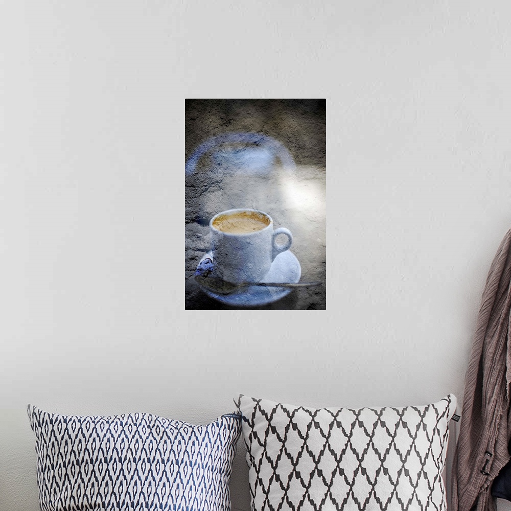 A bohemian room featuring Digital composite of a cup of coffee with added texture