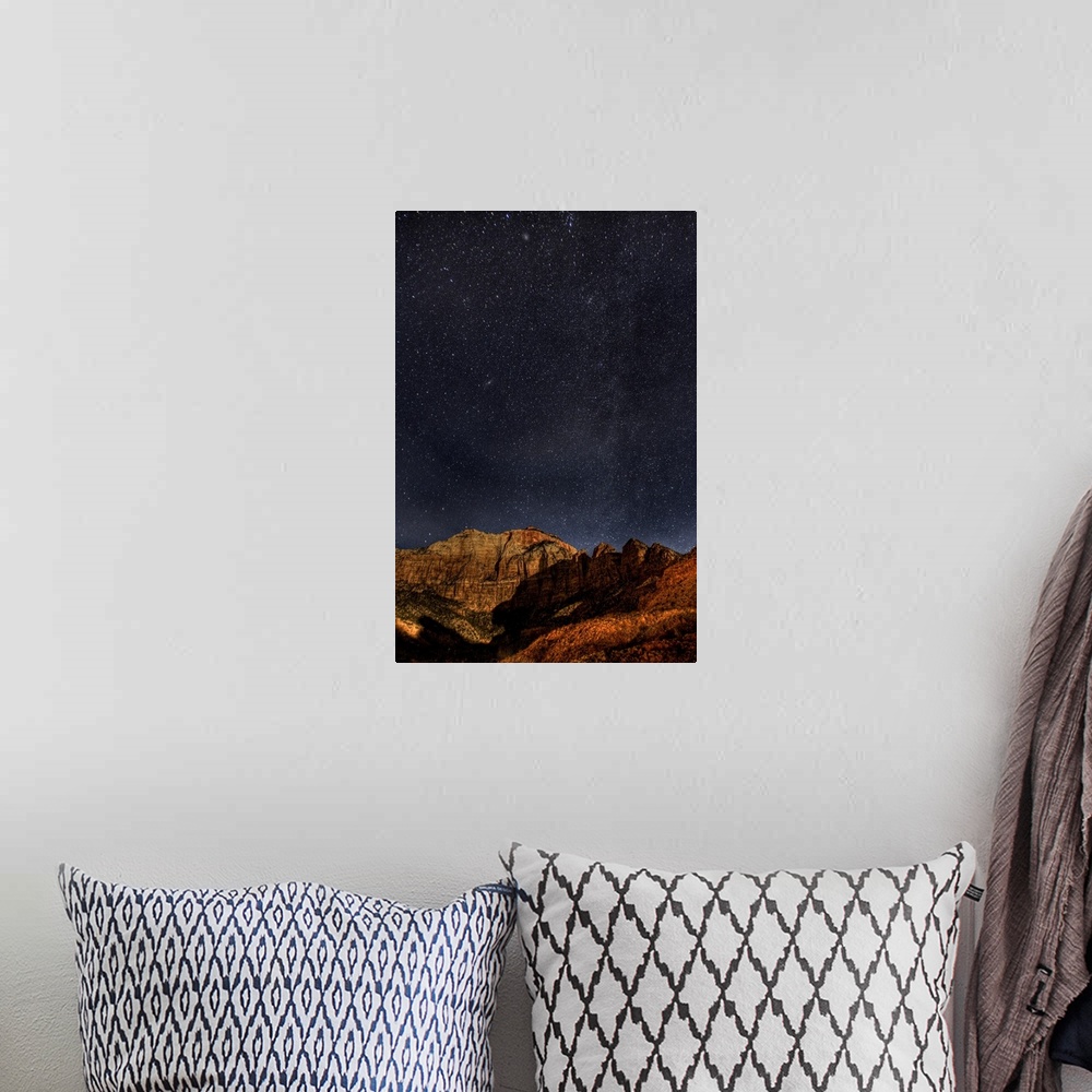 A bohemian room featuring Stars and Milky Way above Zion National Park Utah