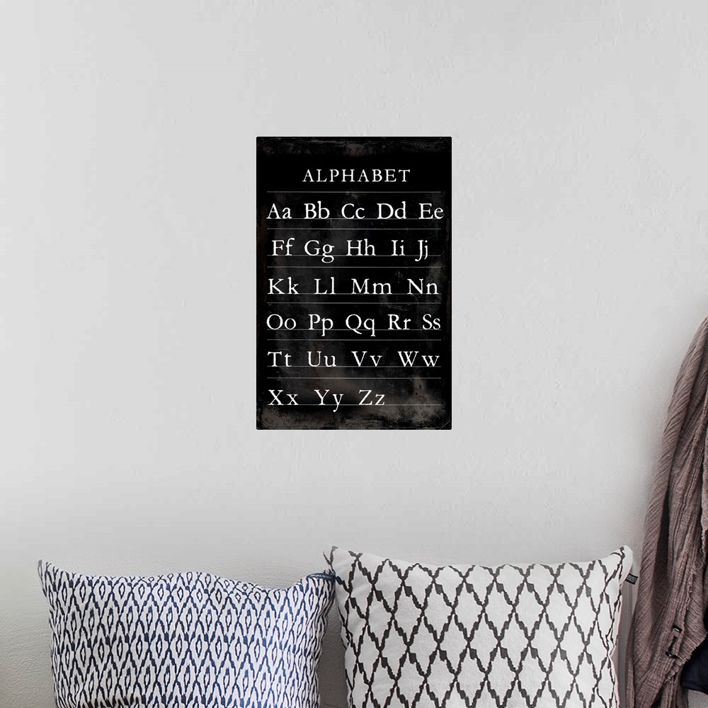 A bohemian room featuring Alphabet Chart