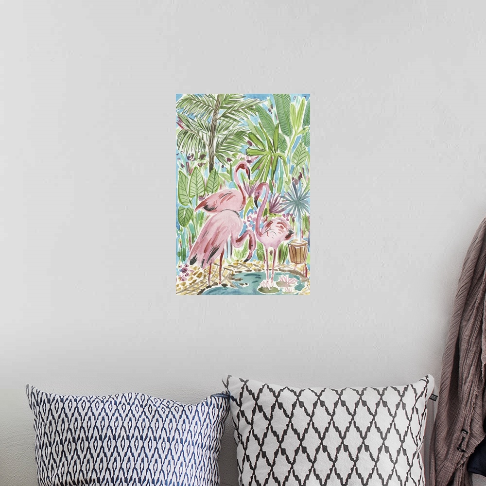 A bohemian room featuring Flamingo Paradise II