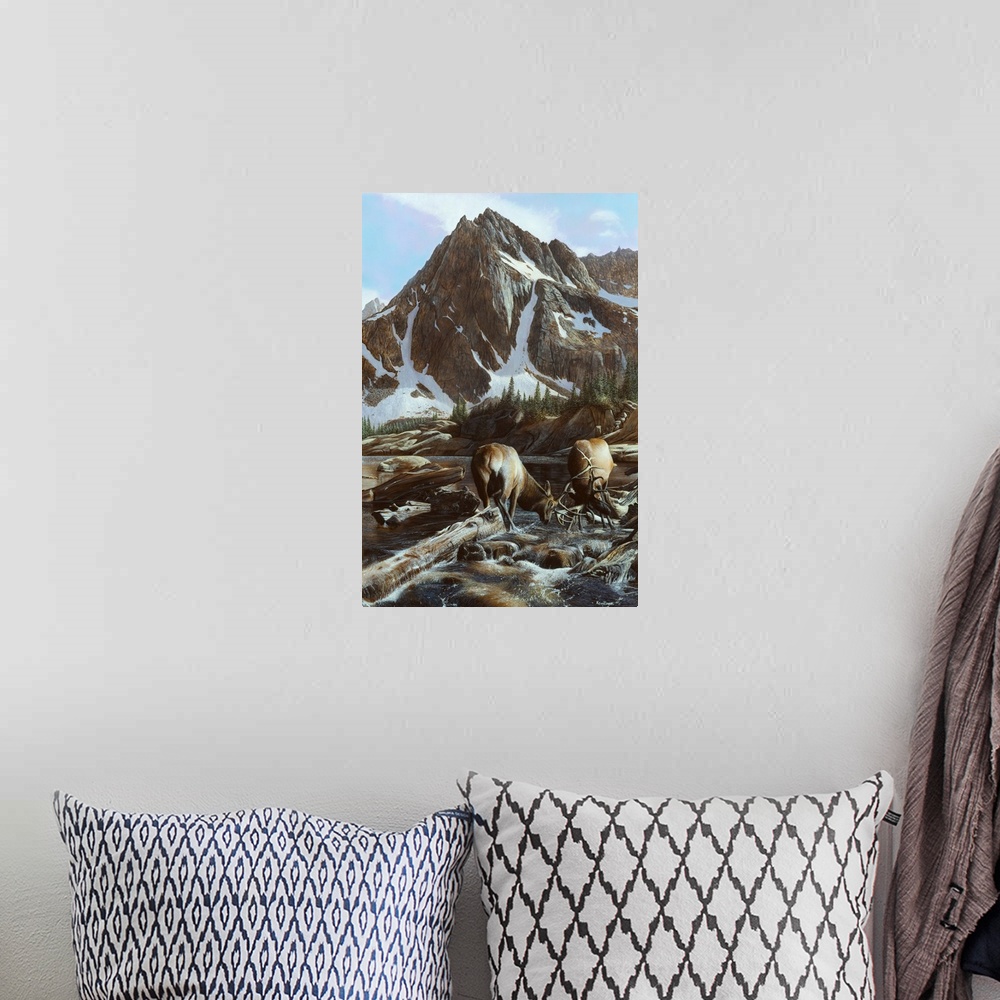 A bohemian room featuring Mountainside Elk II