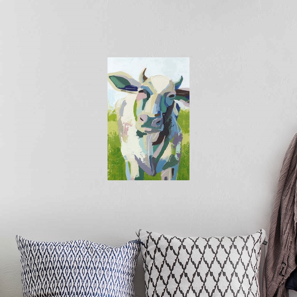 A bohemian room featuring Painterly Cow II