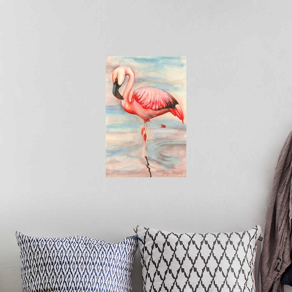 A bohemian room featuring Pink Flamingo II