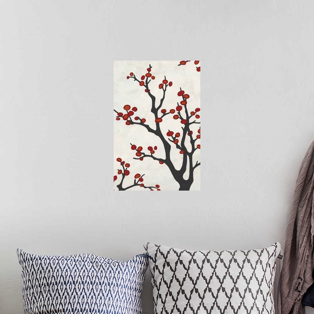 A bohemian room featuring Red Berry Branch II